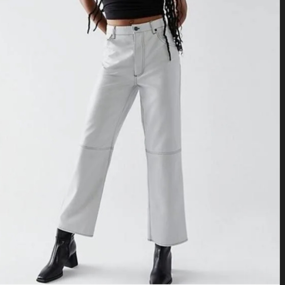 We The Free Light Gray Faux Leather Pant Size 4